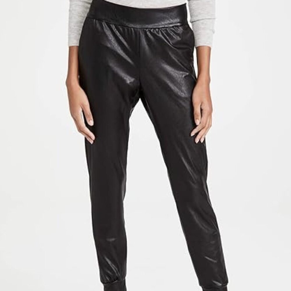 Commando Faux Vegan Leather Tapered Jogger Pants Black Size Small